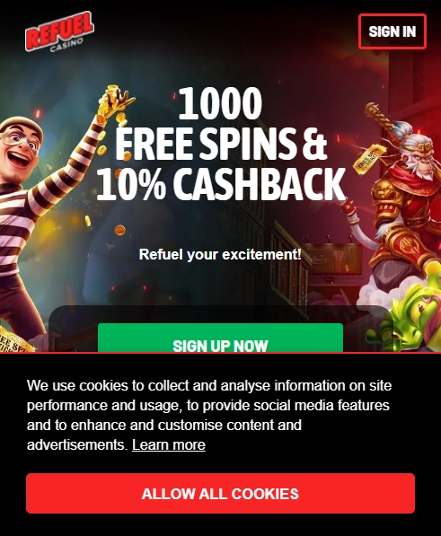 Refuel Casino Mobile screenshot